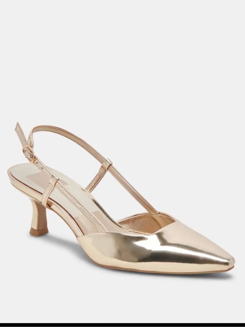 Gold Slingback Kitten Heels